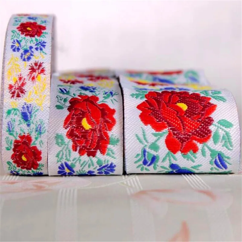 Embroidered flower ribbon lace woven label Jacquard ribbons handmade craft garments accessories CX139