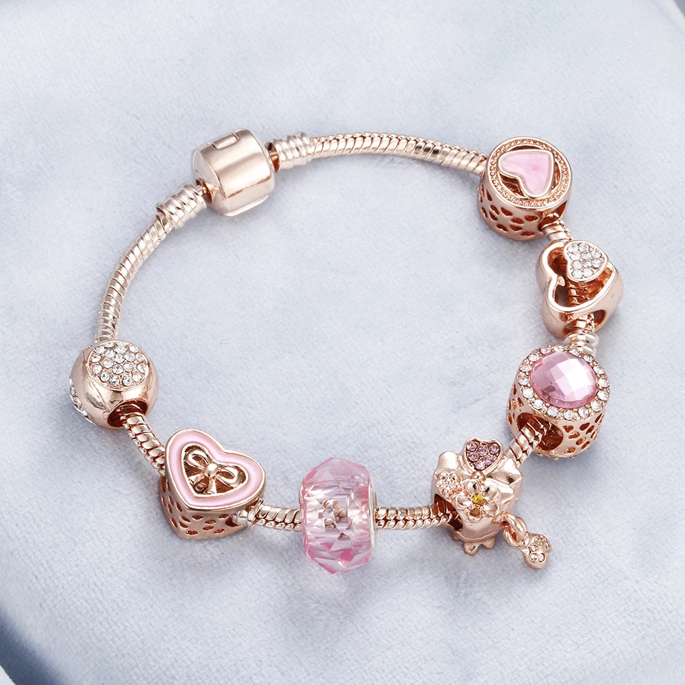 Античный браслет из розового золота и браслет цепочка-змейка с кристаллами оригинальные DIY Браслеты для женщин ювелирные изделия подарок Прямая поставка