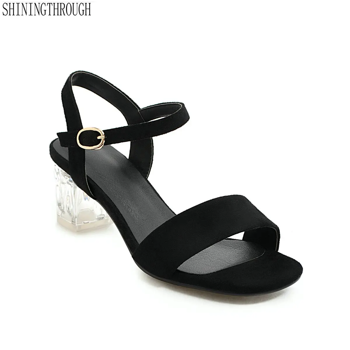 

Summer Women Shoes Gladiator Buckle Strap crystal Heel Fashion Chunky Ladies Sandals For Woman Ankle Strap Footwear