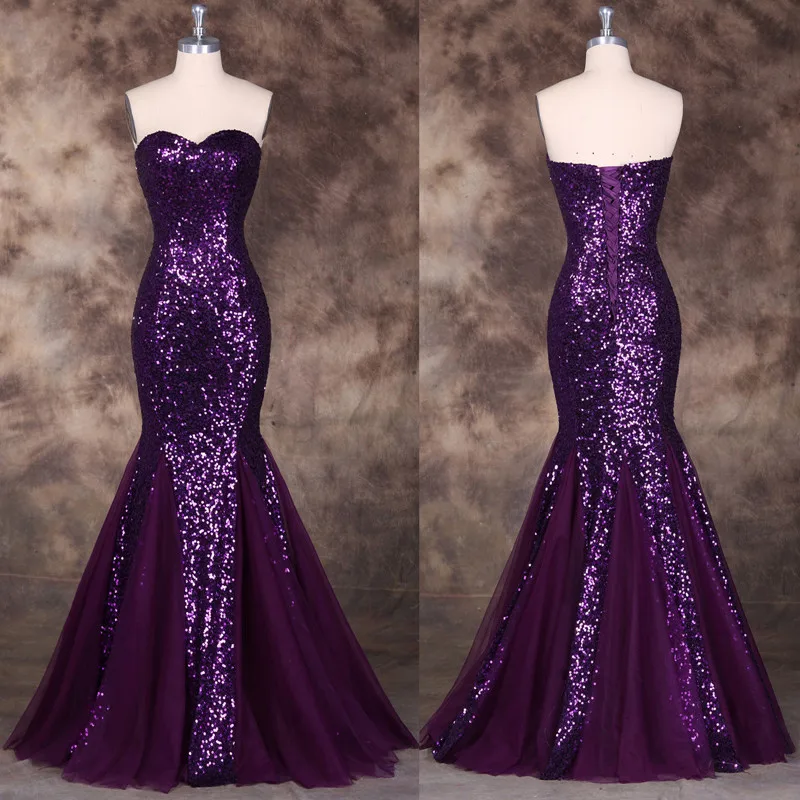 Purple Gold Prom Dress