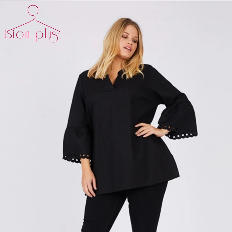 Женская блузка больших размеров 7xl 6xl 5xl 2019 Весенняя Офисная с расклешенными