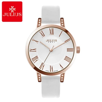 

Women's Japan Quartz Waterproof Leather Band Wrist Watch Ladies Analog Round Antique Luxury Crystal Watches Brand Julius Clock