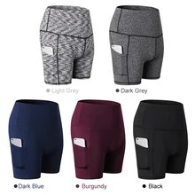 Женские шорты для йоги с высокой талией, контроль живота, тренировки, бега, спортивные шорты с карманом, спортивная одежда для женщин, спортивные шорты для спортзала