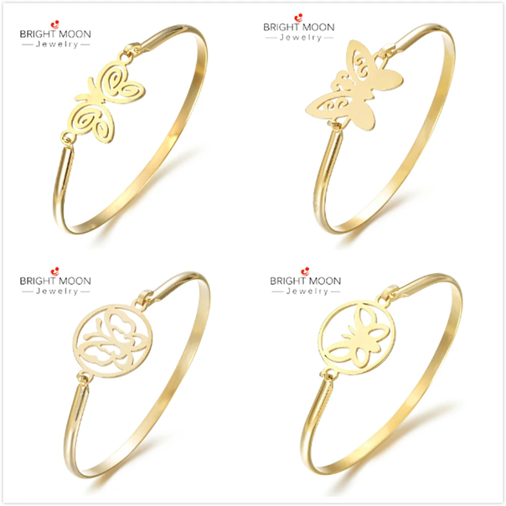

Bright Moon 2019 New Jewelry Butterfly Girls Rose Gold Colour Stainless Steel Bracelet Clasp Hot Sale Wedding Accessories