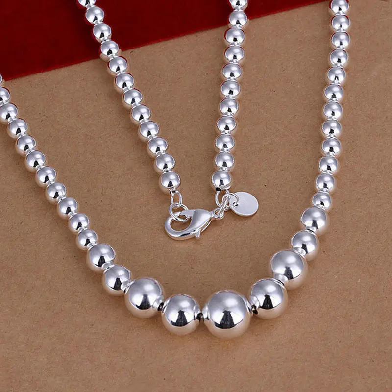 Hot sale Free shipping,wholesale fashion jewelry 925 sterling silver jewelry necklace beads ...