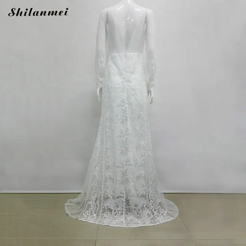 Сексуальное прозрачное Элегантное Белое Кружевное Платье макси с открытой спиной, вечерние платья с цветочной вышивкой в винтажном стиле, официальное длинное платье, vestidos mujer