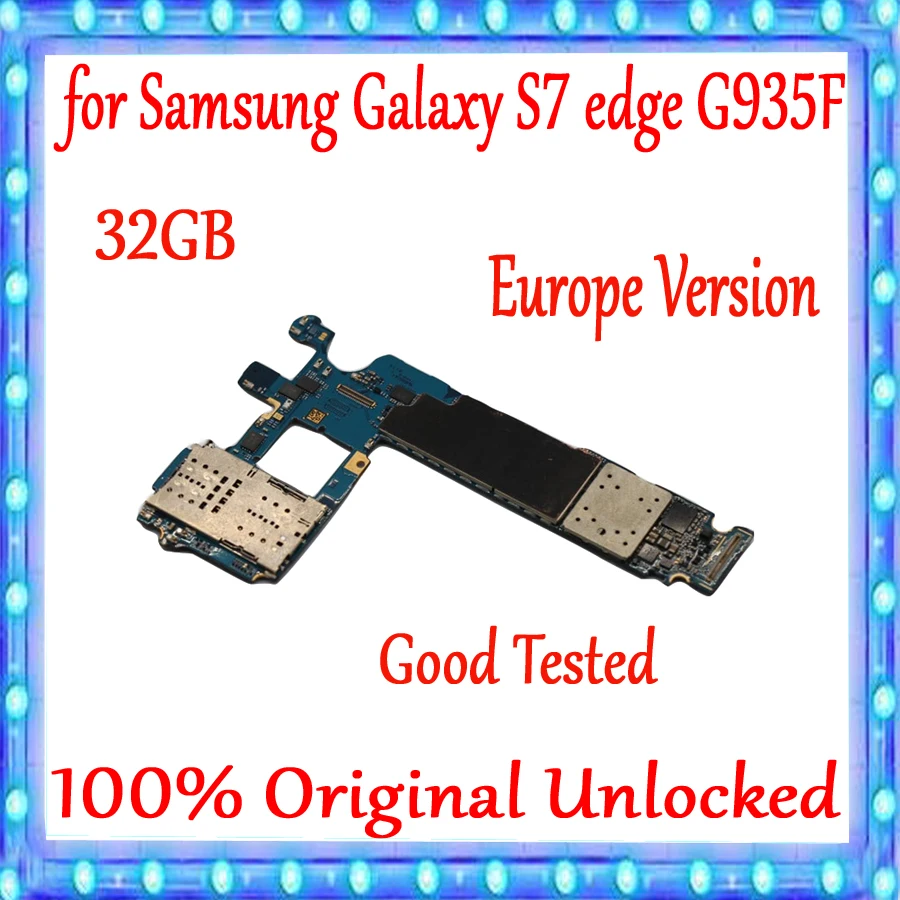 С системой Android для samsung Galaxy S7 edge G935F материнская плата 32 ГБ, разблокирован для Galaxy S7 G935F материнская плата, версия ЕС