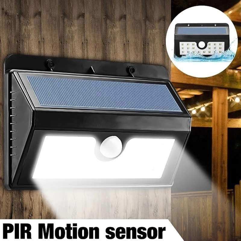 

Dozzlor 20 LED Solar Powered Lamp 3 Modes Wireless Motion Sensor Wall Light IP66 Waterproof Yard Garden Security Lamps