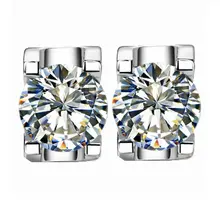 Pretty 0.5Ct/шт Круглые женские сережки-гвоздики для женщин Твердые 18 K 750 белые золотые свадебные украшения подарок на день рождения