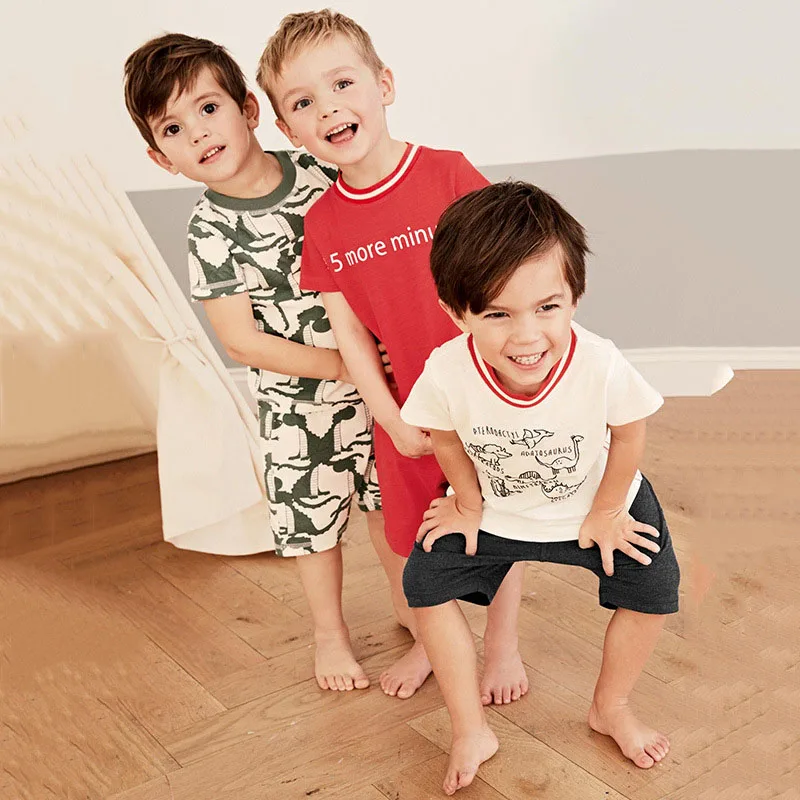 

INS Fashion Kid Summer Sets Cotton Boy Set for Baby 12M to 6T dinosaur