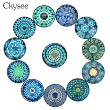 Ckysee смешанный синий цветок фото стеклянный кабошон для кулона 10 мм 12 мм 14 мм 20 мм 25 мм круглый кристалл Кабошоны Купол для ювелирных изделий