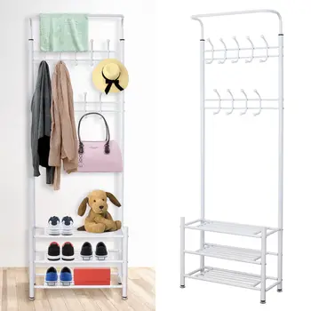 

Coat Hat Clothes Stand Shoe Rack Hanger Hooks Shelf Storage Multi Function Coat Hanger Scarf Organizer Hangers Organizer