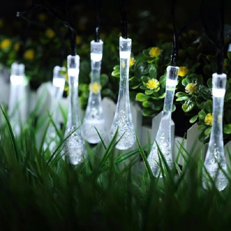 20 LED Colorful Raindrop Solar Lamp Waterproof Christmas Party String