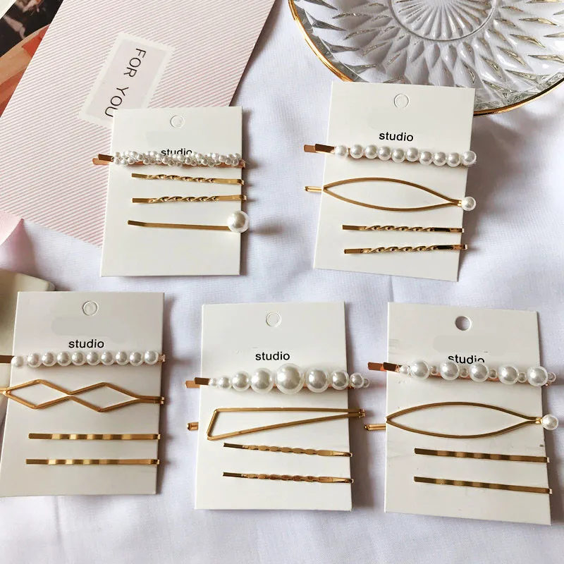 

4 Pcs Fashion Elegant Pearl Hair Clip Barrettes Simple Women Girls Hair Pin Stick Female Hair Grips Headdress Hair Accessories