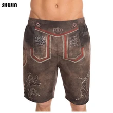 SHUJIN мужские традиционные шорты с принтом, коричневые шорты с эластичным поясом, Летний мужской костюм для Октоберфеста