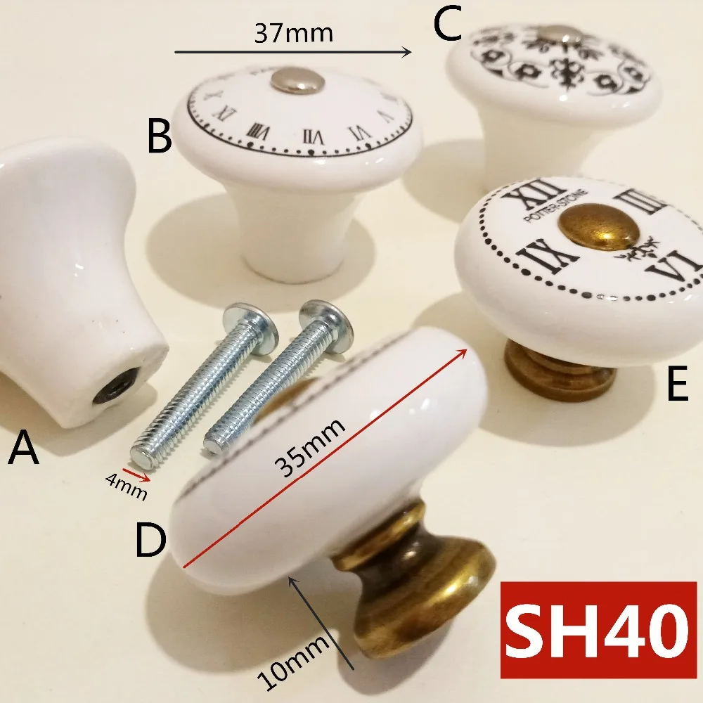 Одно отверстие дизайн часов керамическая ручка для шкафа мебельная дверная ручка выдвижной ящик диаметр. 35 мм/37 мм