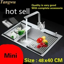 Бытовая Мода балкон кухня ручная раковина одинарная мойка мини 304 нержавеющая сталь Горячая 48x40 см