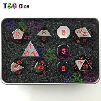 

Black and Red Color- Solid Metal Polyhedral Role Playing Game RPG Dice Set
