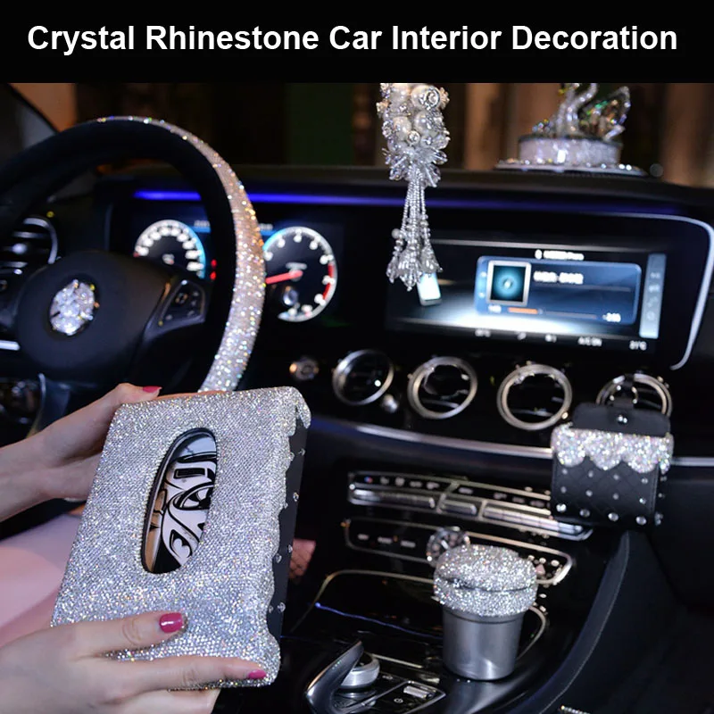 Luxury Diamond Crystal Car Steering Wheel Covers for Girls Women Car Accessories Rhinestones Car Ornaments Interior Decoration Luxury Diamond Crystal Car Steering Wheel Covers for Girls Women Car Accessories Rhinestones Car Ornaments Interior Decoration