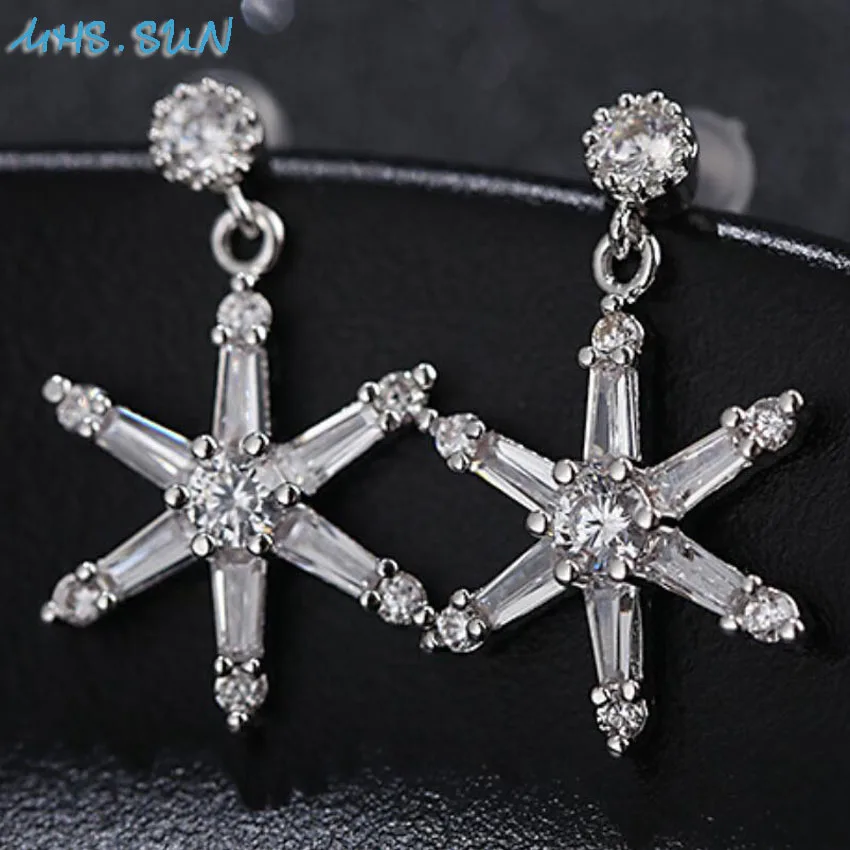 70,CZ070,$5.7,  18k s925.Fashion Women CZ Earrings Six-pointed Star AAA Zircon Stud Earrings Girls Ladies Ear Jewelry For Wedding Party Gift New(4)
