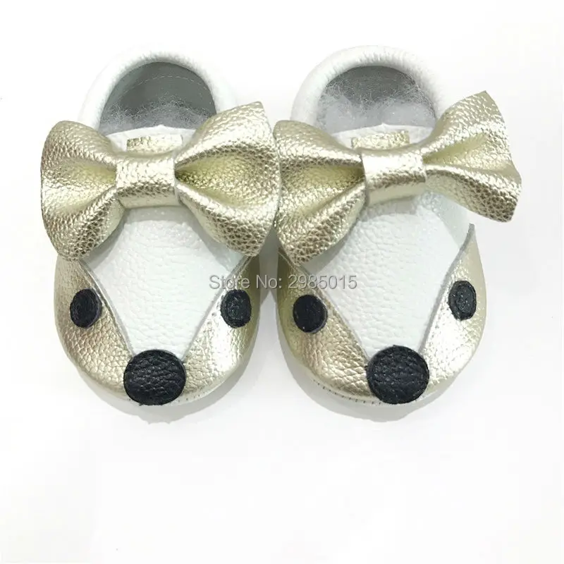 7 Color High Quality Handmade Retail Bow Genuine Leather Baby Shoes  Fox Style Baby Girls Shoes Newborn Soft Sole Baby Moccasins