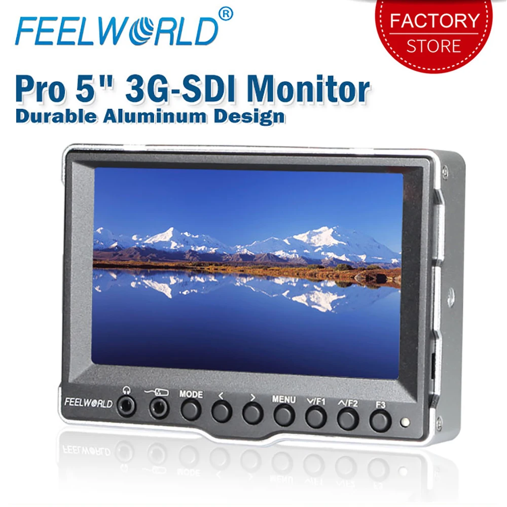 Feelworld A5 5 дюймов прочный алюминиевый чехол для камеры полевой монитор 3G SDI HDMI HD 800x480