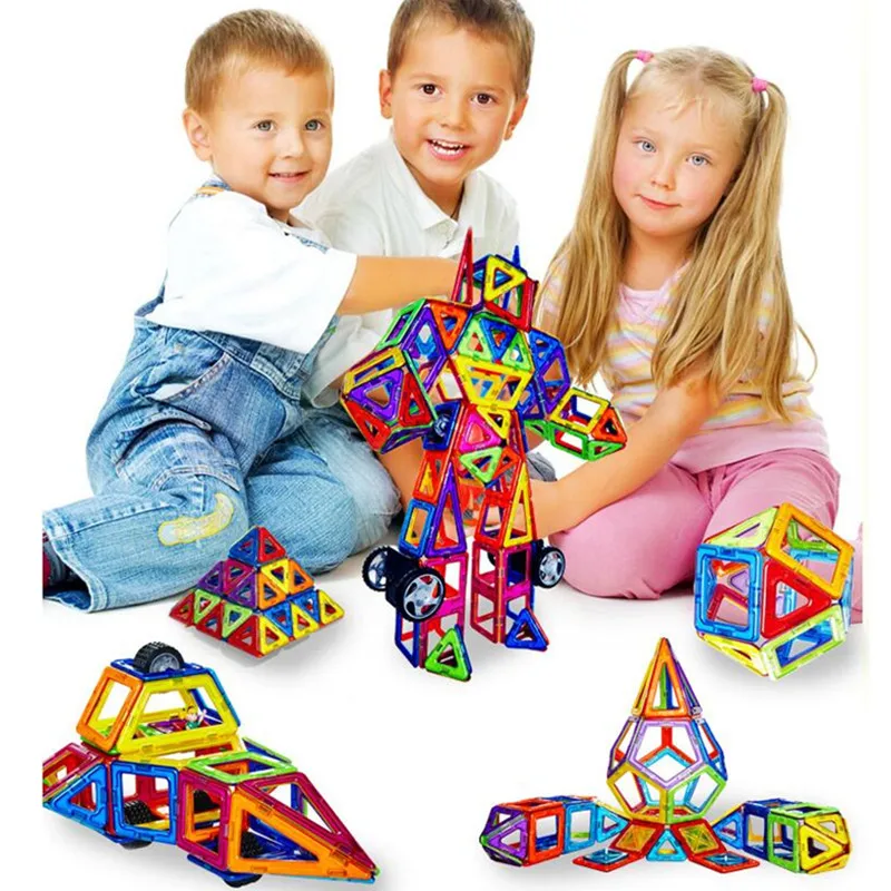

32-44 PCS Enlighten Bricks Educational Magnetic Designer Toy Square Triangle Hexagonal 3D DIY Building Blocks Kids Children Toys