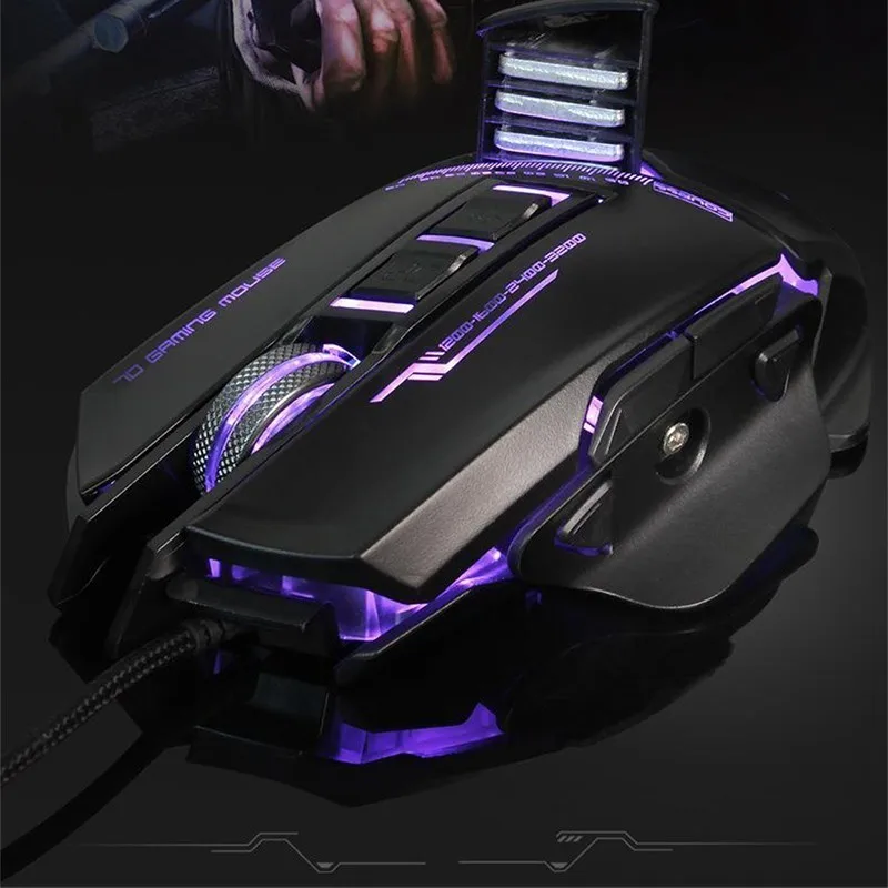 

SeenDa Adjustable 3200DPI Mechanical Wired Gaming Mouse Programmable 7 Buttons Mause Optical LED Backlight Ergonomics Mice