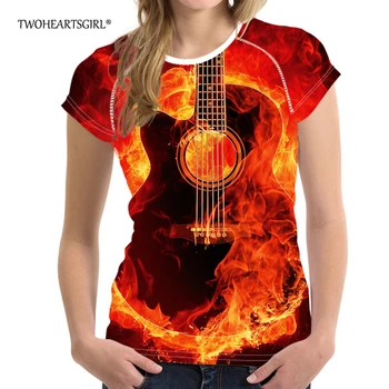 

Twoheartsgirl Hipster Guitar Pattern T Shirt for Women Retro Ladies Summer Tops Tee Short Sleeve Personalized Ladies Tshirts XXL