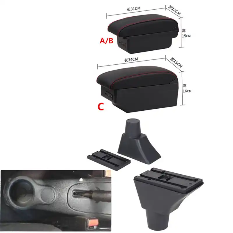 Consola Central de Coche Consolas de Doble Capa Caja de Almacenamiento con Portavasos Cenicero Accesorios de Estilo Interior Gemmry Coche Apoyabrazos para Citroen C3 Picasso