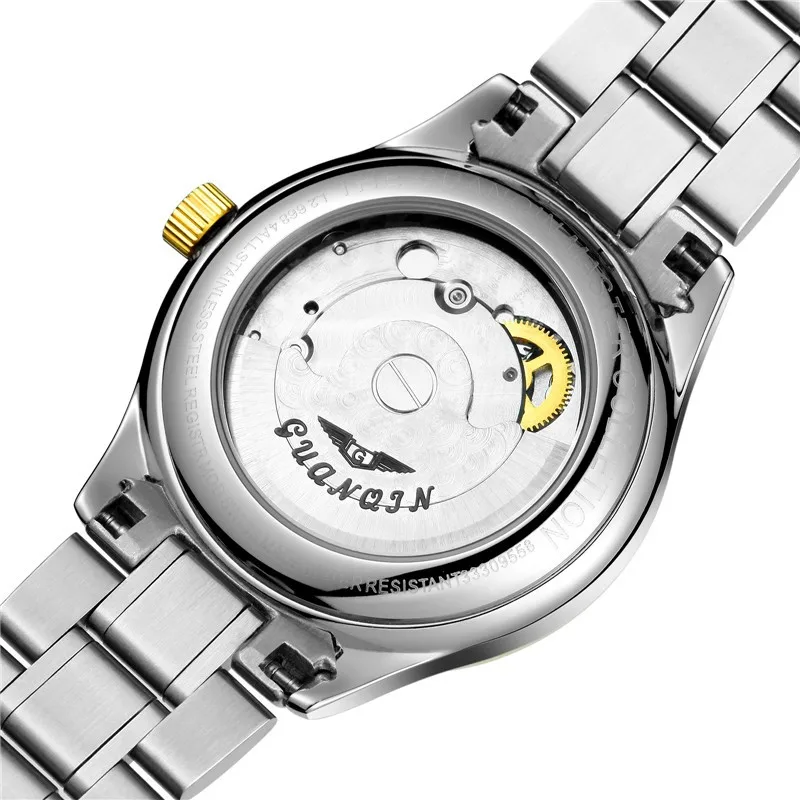 Womens Watches GUANQIN Date Luminous Rainstone Automatic Watch Waterproof Mechanical Watch Brand Luxury Stainless Steel Back (30)