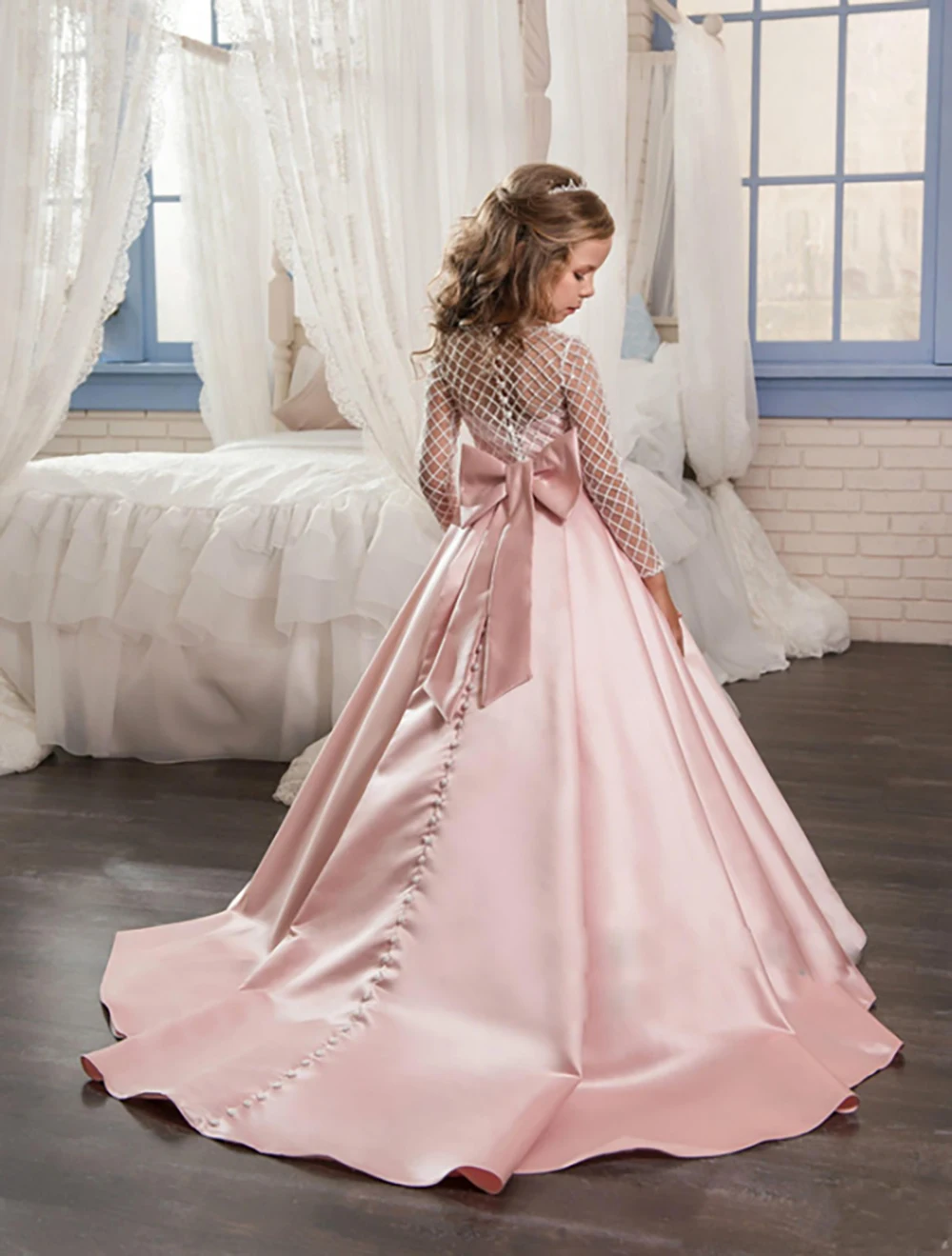 Благородные длинные платья; элегантное бальное платье для девочек; Детские платья принцессы для девочек; одежда для свадьбы; вечерние платья для маленьких девочек; банкет; YCBG1806