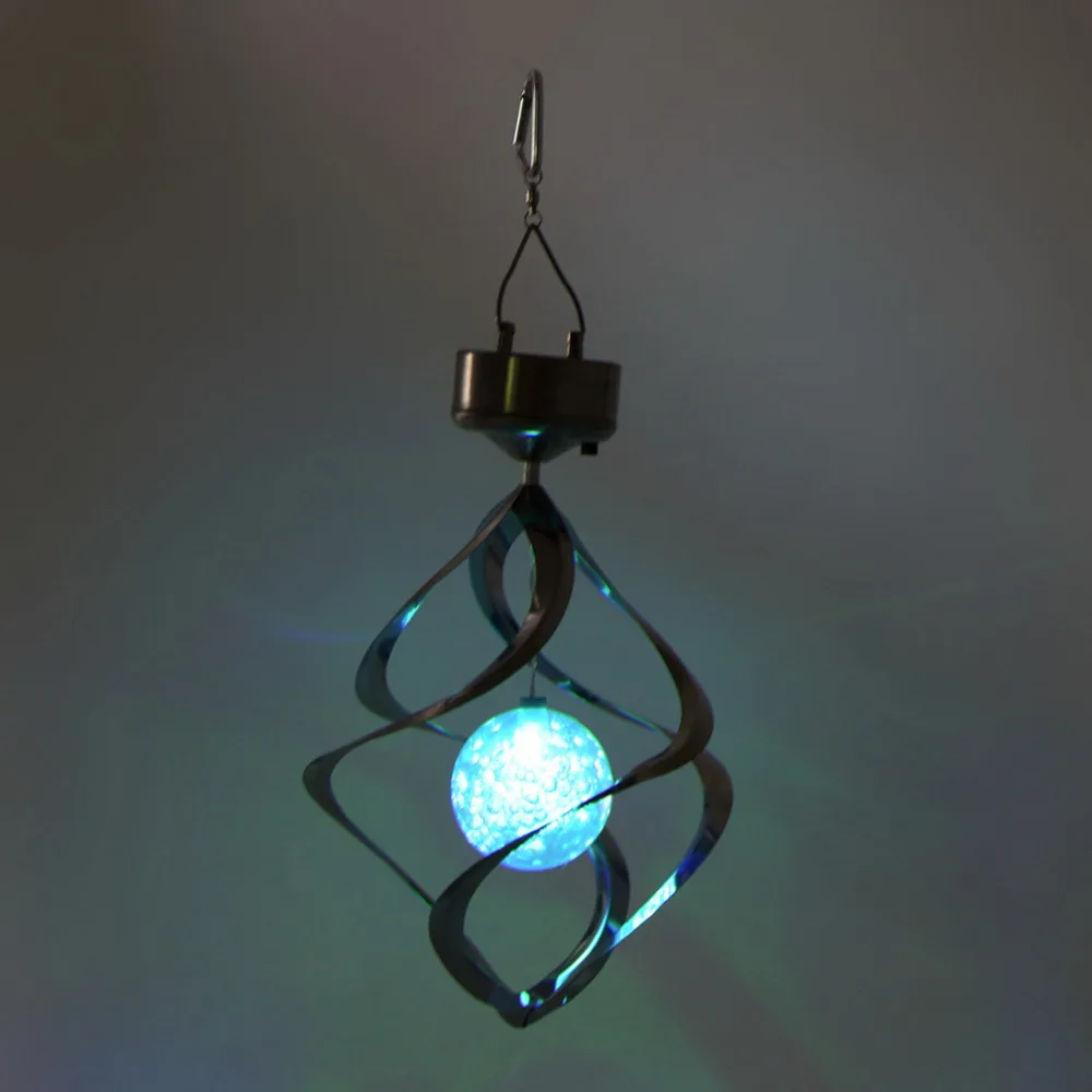 

1 PcsNew Color Changing Solar Powered LED Wind Chimes Wind Spinner Outdoor Hanging Spiral Garden Light Courtyard Decoration