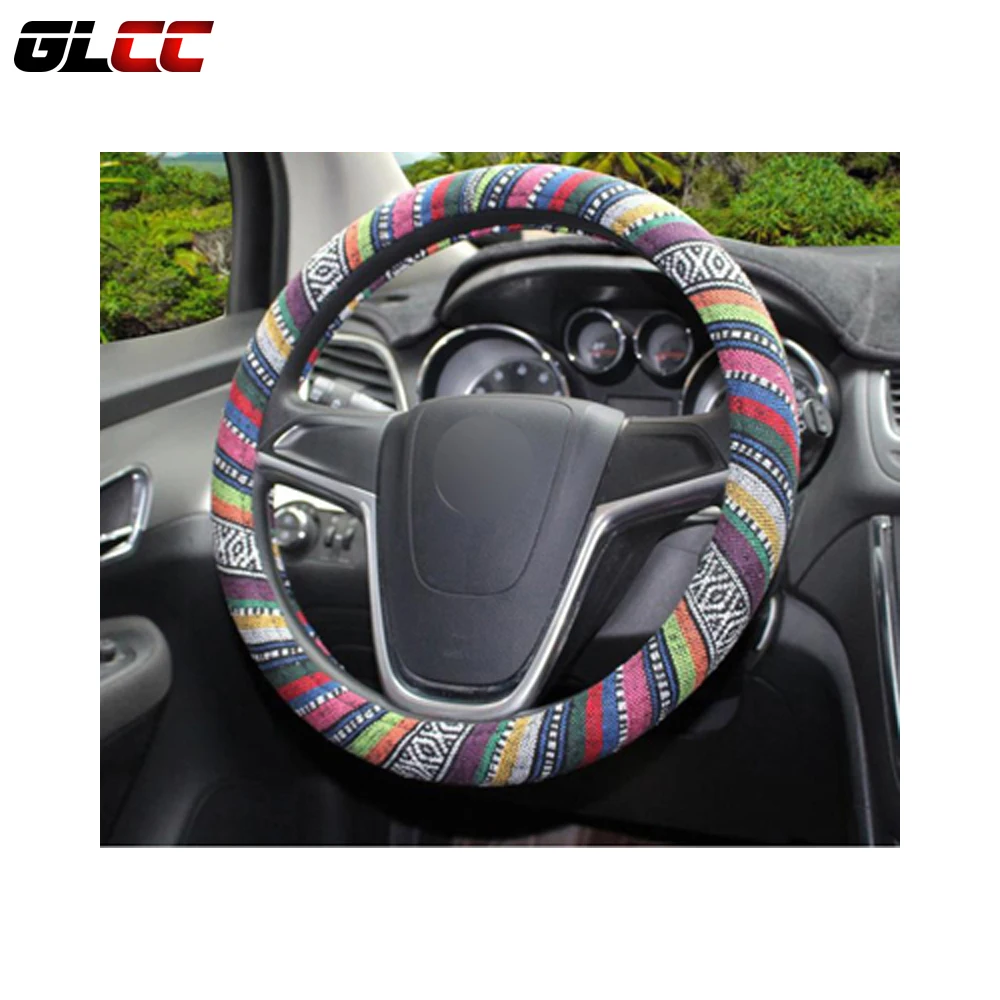 

Flax National style steering wheel cover universal fit for 38cm/15in" car steering wheel cover car styling accessories