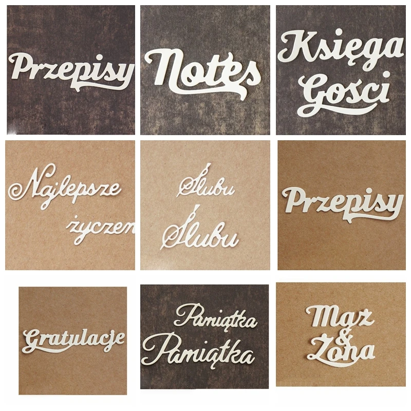 

Polish Wedding Ornament Letters Metal Cutting Dies Stencils Phrase For DIY Scrapbooking Decorative Embossing Card Craft Die Cuts