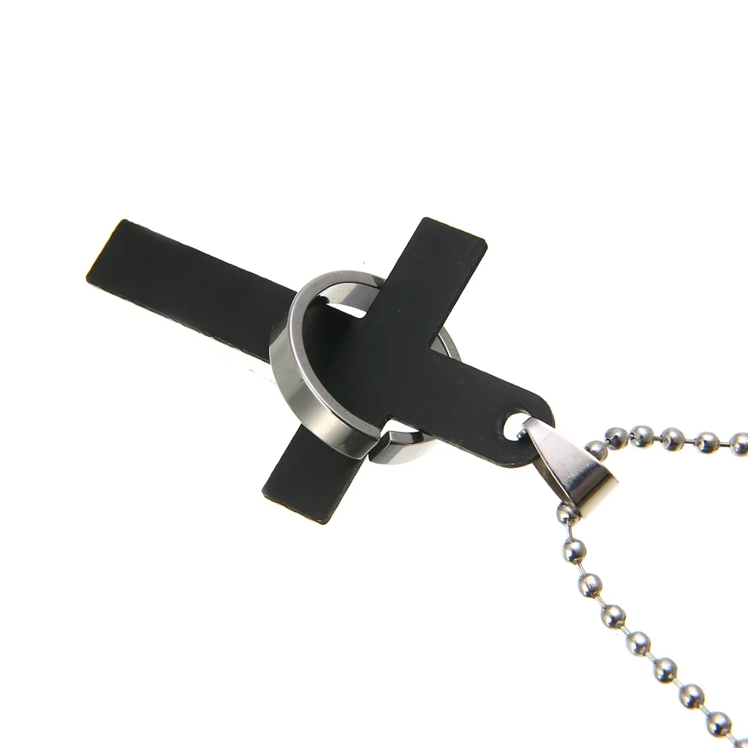 Vintage Prayer Loop Cross Pendant Necklace Shellhard Punk Stainless Steel Men Chain Necklace Femme Bijoux For Women Jewelry