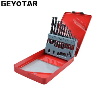 

GEYOTAR 13pcs/set High Speed Steel HSS Drill Bit Set Round Shank Black Oxide 1.5-6.5mm Tungsten Carbide Twist Drill Bits