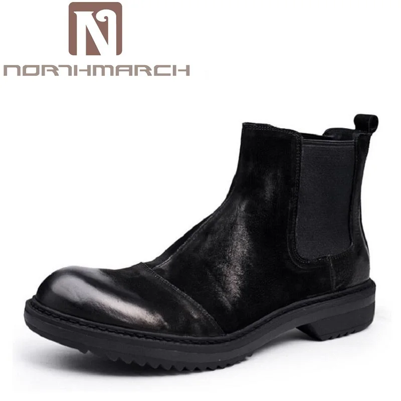 

NORTHMARCH NEW Vintage Style Chelsea Boots Top quality Leather Men Shoes Luxury Brand Business Men Boots Casual Bota masculina