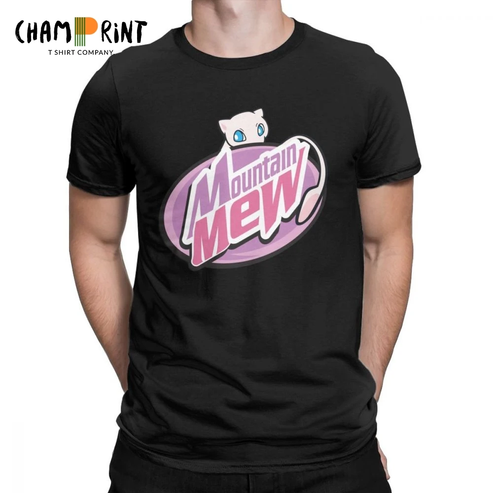 

Mountain Mew Mewtwo Pokemon T Shirts Pokeball Pikachu Anime Men Tees Short Sleeve Round Neck T-Shirts Cotton Summer Tops