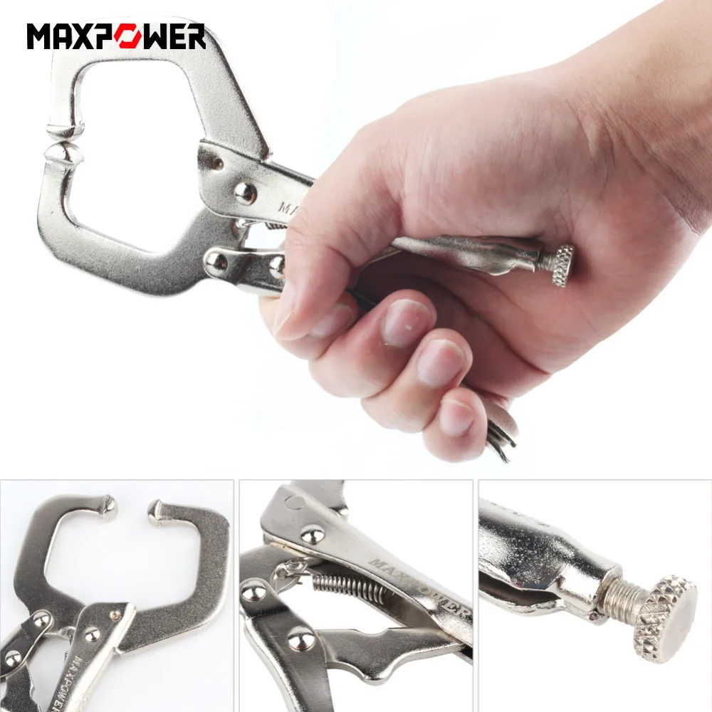 

6''/9''/10'' Maxpower C-type Clip Flat Locking Grip Vise Pliers Carbon Steel Quick Fixing Locking C Clamp Pliers Tools