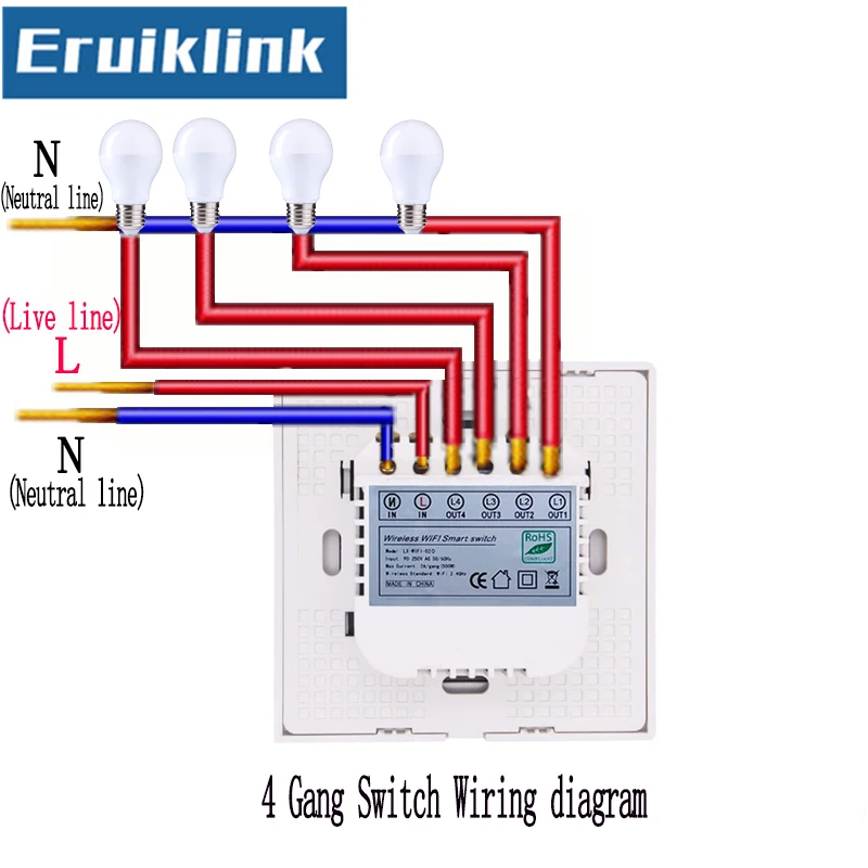 Eu Uk Standard Ewelink App Remote Control Light Switch 1 2 3 4 Gang 1 Way Smart Home Wifi Wall Touch Switch Switches Aliexpress