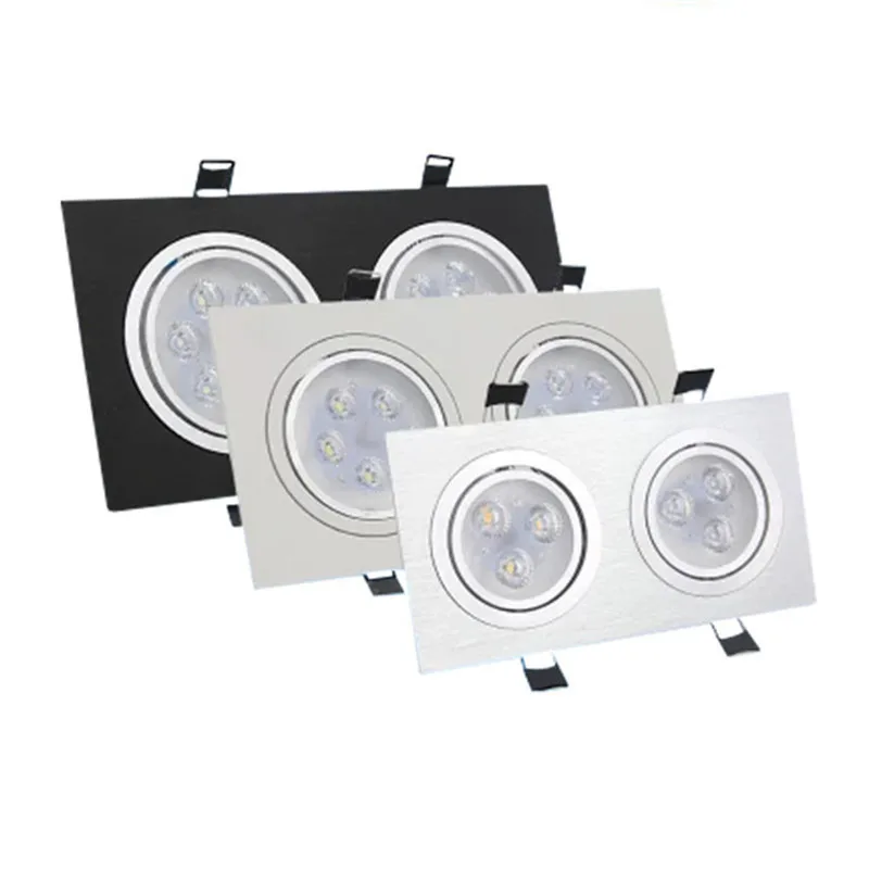 

Square double Led Recessed lamp dimmable 12W 20W 28W 85-265V LED bulb lighting downlight spot light with led driver