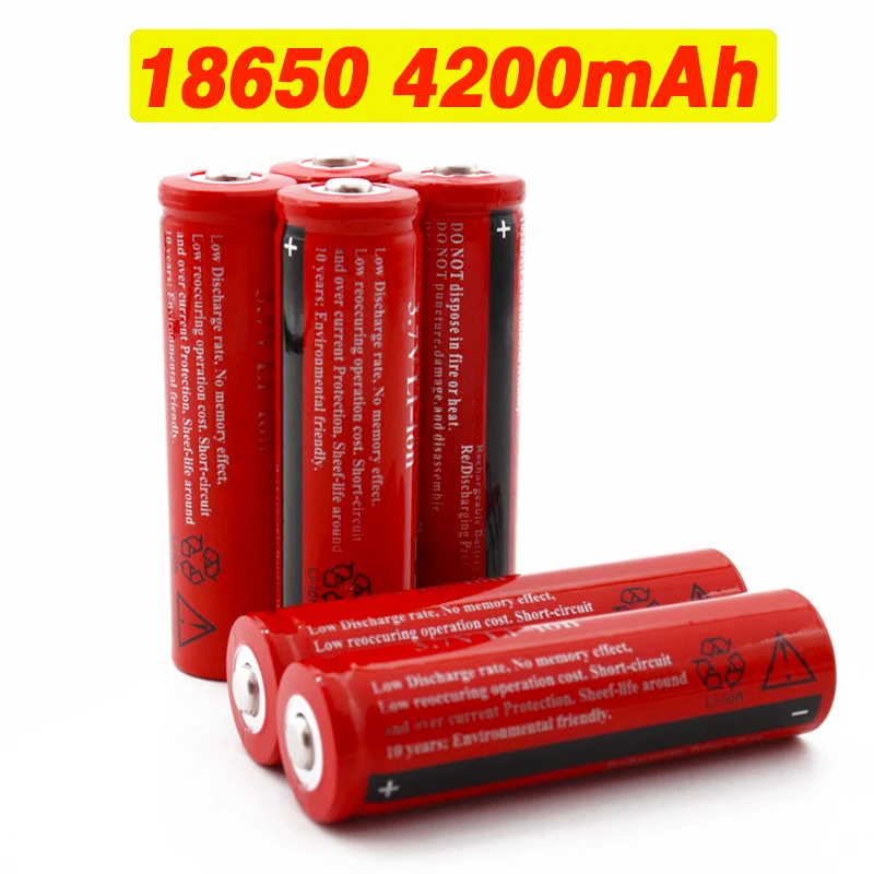 18650 аккумулятор 3 7 V 4200mAh литий-ионная аккумуляторная батарея для Светодиодный