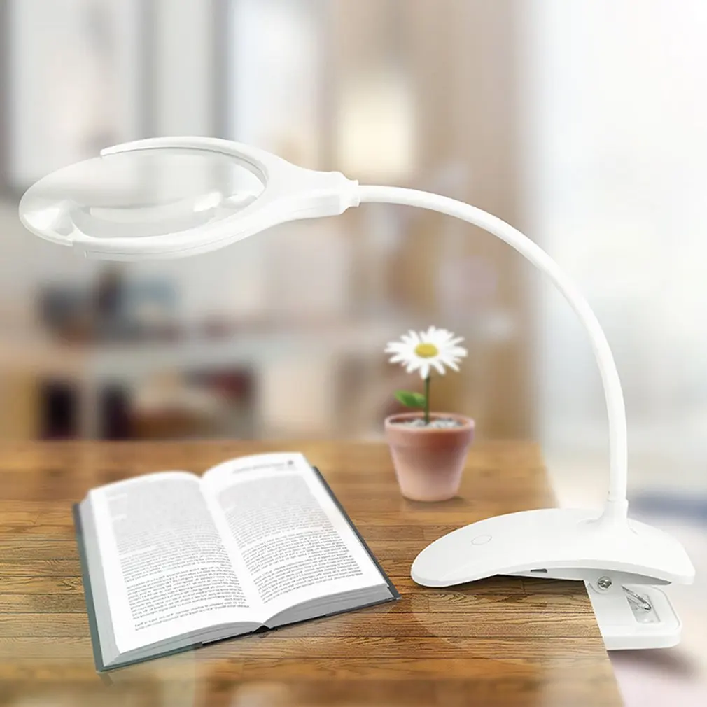 Optical LED Magnifier Desktop LED Lamp Magnifier Firm Clip LED Light Magnifying Glass Lens Star