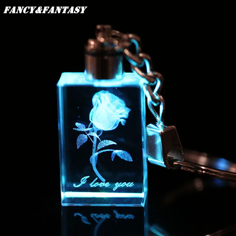 Recuerdo regalo Llavero durazno corazón cristal I LOVE YOU Llavero parejas fiesta luces Led parpadeantes coloridas Chaveiros Llavero