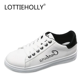 

LOTTIEHOLLY Brand Summer New Comfort Women Flats Fashion Female Shoes PU Leather White Casual Shoes Women Sneakers Pink #WOS1823