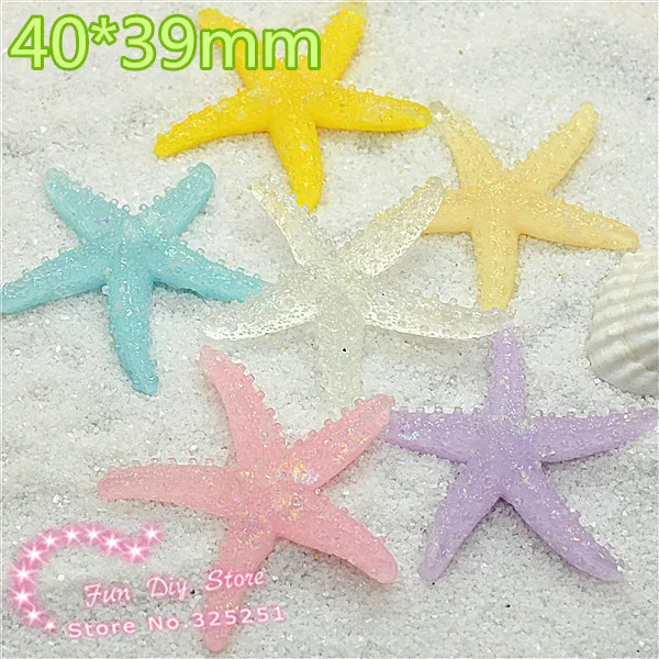 

resin flat back shiny sea star mix color hair bow center 10pcs/lot 40*39mm R623
