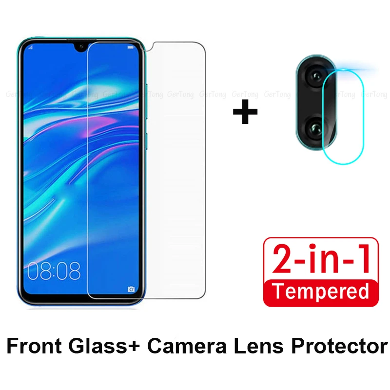 Ультратонкое прозрачное стекло 2 в 1 для Huawei Y6 Y7 2019 Защитная пленка объектива