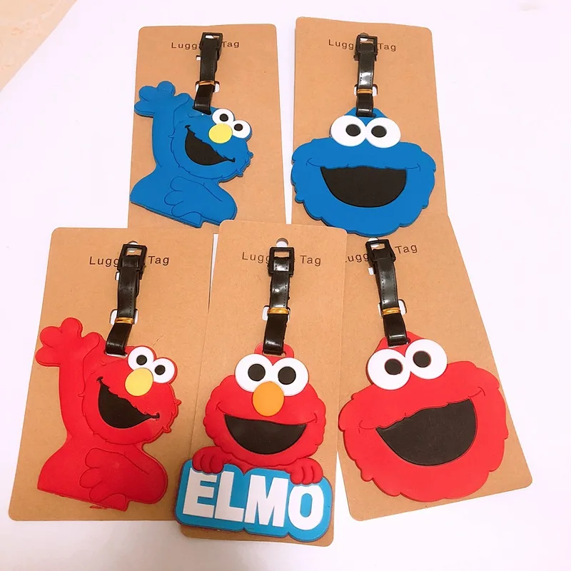 Улица Сезам ELMO COOKIE бирки на багаж из ПВХ Подвески Портативный Дорожная этикетка чемодан ID адрес держатель теги Аниме Новый-горячий унисекс