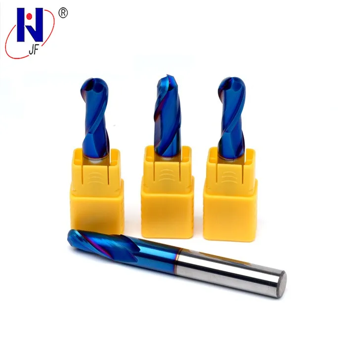 HRC60 Blue NaCo Coated R3*12*D6*50 Solid carbide Ball nose end mill 2 flute end mills with straight shank milling cutter
